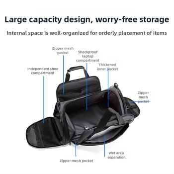 Πολυλειτουργική τσάντα γυμναστηρίου με ξεχωριστό θάλαμο παπουτσιών, αδιάβροχη με διαχωρισμό στεγνό-υγρό, χωρητικότητας 36–55 L, κατασκευασμένη από Oxford ύφασμα