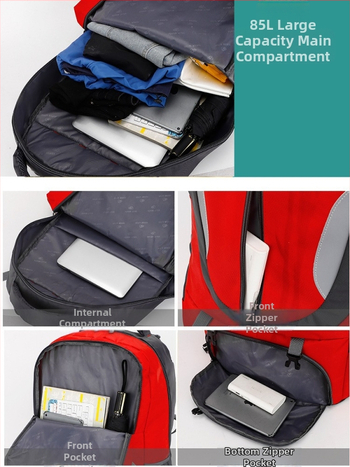 Unisex ράντσα ταξιδιού για υπαίθριες δραστηριότητες, αδιάβροχη, 56–75 L, κατάλληλη για φορητό έως 16 ιντσών, Oxford ύφασμα, καμπύλοι ιμάντες ώμου