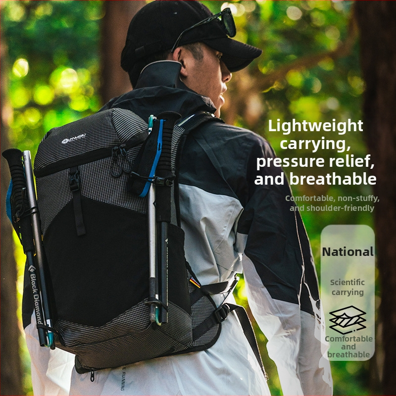 ANMEILU Pārgājumu mugursoma – viegla, elpojoša neilona audums, universāla, izliektas plecu siksnas, kvadrātiņu raksts