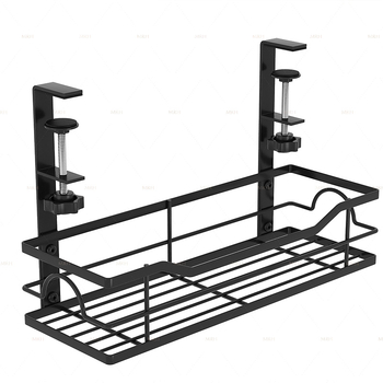 Ράφι διαχείρισης καλωδίων γραφείου, χάλυβας άνθρακα, 1 επίπεδο, επιτραπέζιος οργανωτής, πολυλειτουργικός και φορητός