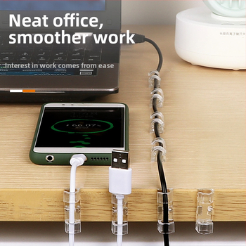 Клип за кабели – пластмасов организатор за управление на кабели, прост дизайн, подходящ за кабели за данни и мрежови кабели, пакет 20