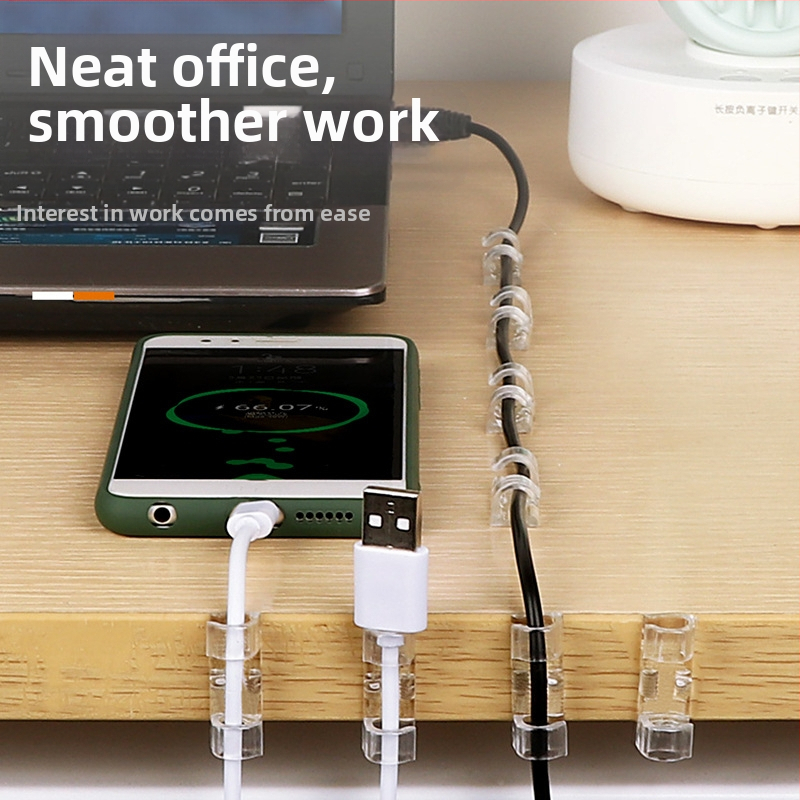 Клип за кабели – пластмасов организатор за управление на кабели, прост дизайн, подходящ за кабели за данни и мрежови кабели, пакет 20