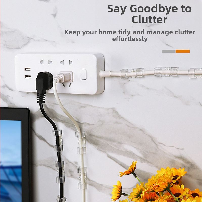 Klip na káble – plastový organizér na správu káblov, jednoduchý štýl, vhodný pre dátové a sieťové káble, balenie 20