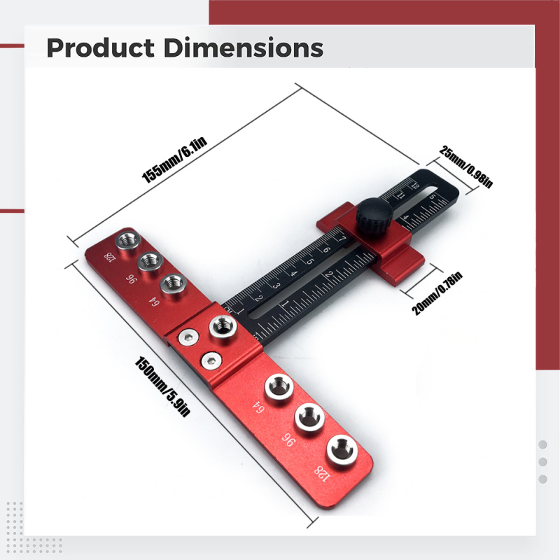Εντοπιστής εγκατάστασης χειρολαβών συρταριών από κράμα αλουμινίου - εργαλείο σταθερής θέσης για διάτρηση οπών