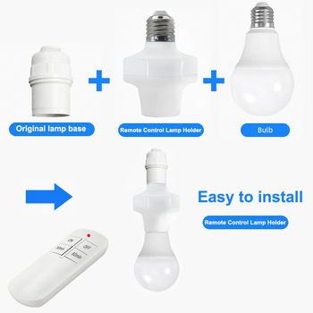 E27 lempos lizdas su RF433 belaidžio nuotolinio valdymo ir laikmačiu, 90-250V, 10A