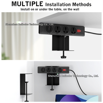 Železný kreatívny držiak na viac zásuviek s adhéznym upevnením, stolný a nástenný montáž, bez vŕtania, kábelový organizér