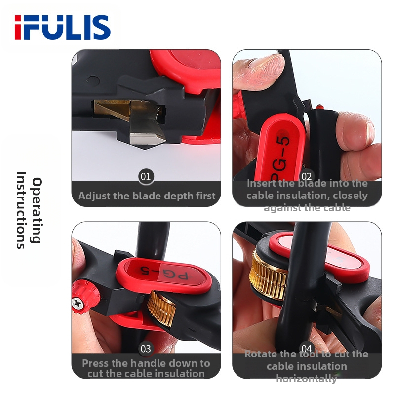 PG-5 кабелен обелвач, ръчен, кръгло устие, серия Wire stripper, марка Ifulis/Fulishi, тегло 150 г