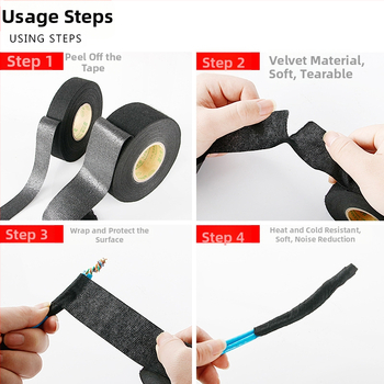 Φλανελ ταινία για καλώδια αυτοκινήτου, ανθεκτική σε υψηλές θερμοκρασίες, φθορά και μείωση θορύβου για ήχο και πλοήγηση; μάρκα Wenze; προσαρμοσμένη επεξεργασία; δυνατότητα ιδιωτικής ετικέτας