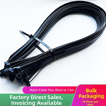 Nailoninės savisraukiančios kabelių dirželiai, nacionalinis standartas, V-0 atsparumas ugniai, 10 vnt. komplektas