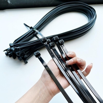 Nailoninės savisraukiančios kabelių dirželiai, nacionalinis standartas, V-0 atsparumas ugniai, 10 vnt. komplektas