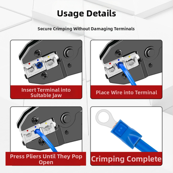 Daugiafunkcinės crimpavimo replės rinkinys – skirtas izoliuotiems, plikiems ir kištukiniams terminalams, SANJIANG, aukštos anglies plienas, svoris 1.2