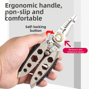 Klešta za skidanje izolacije kablova za električare — Senssheng, materijal: krom-vanadij čelik, težina 150 g, funkcija: skidanje izolacije, značajke: standardne