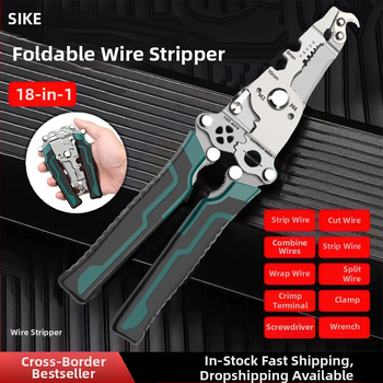 Električarske kliješta za rezanje i skidanje izolacije žica, višenamjenske s ravnom glavom, sklopne, težina 0,2 kg, Sco