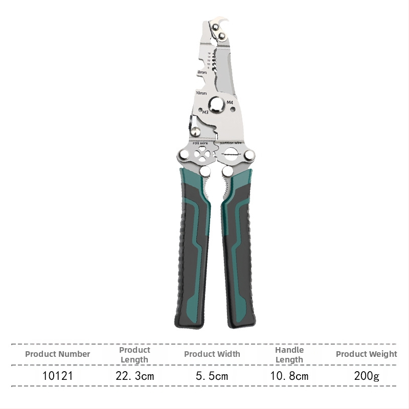Električarske kliješta za rezanje i skidanje izolacije žica, višenamjenske s ravnom glavom, sklopne, težina 0,2 kg, Sco