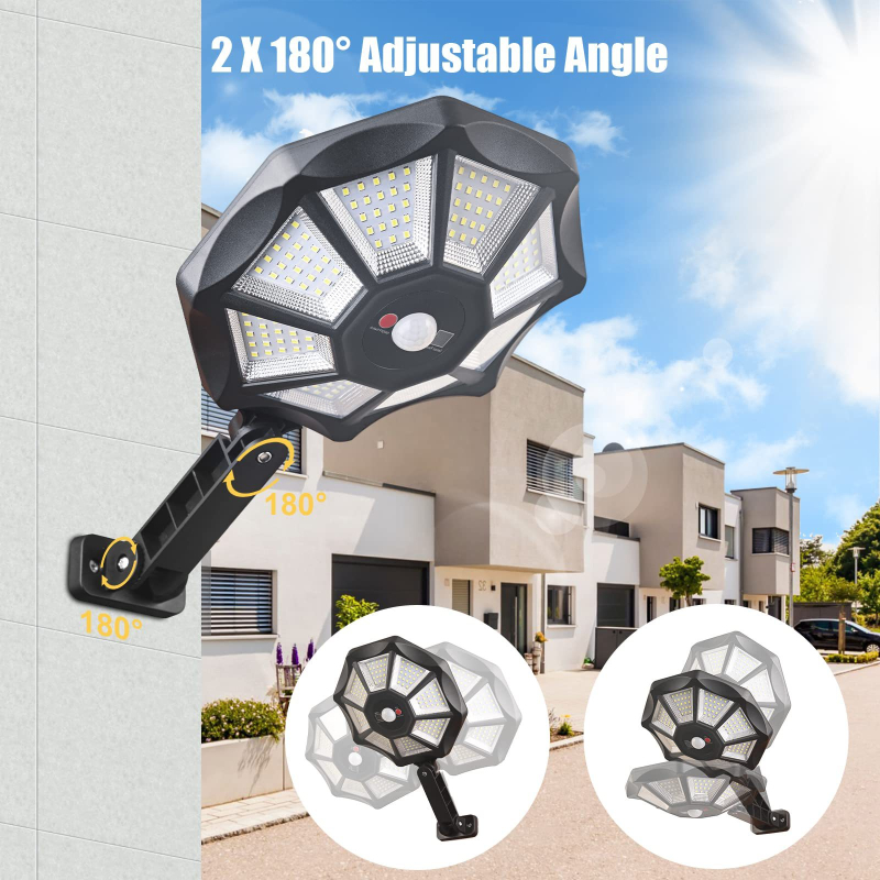 Ηλιακό LED τοίχικό φως με αισθητήρα κίνησης, τηλεχειριστήριο, ρυθμιζόμενη γωνία, IP65, 5W, 3.7V