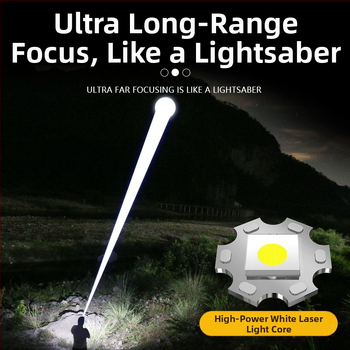 Φακός με LCD οθόνη, LED 10W, επαναφορτιζόμενη μπαταρία 1800mAh, σώμα από αλουμίνιο, εμβέλεια πάνω από 500m