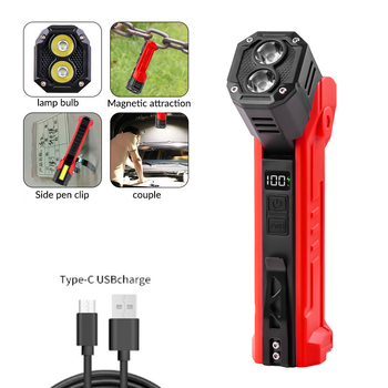 XTE COB svjetlo s dvostrukim izvorom, 180° rotacija, klip za olovku magnetom, 5W LED, 1500mAh baterija