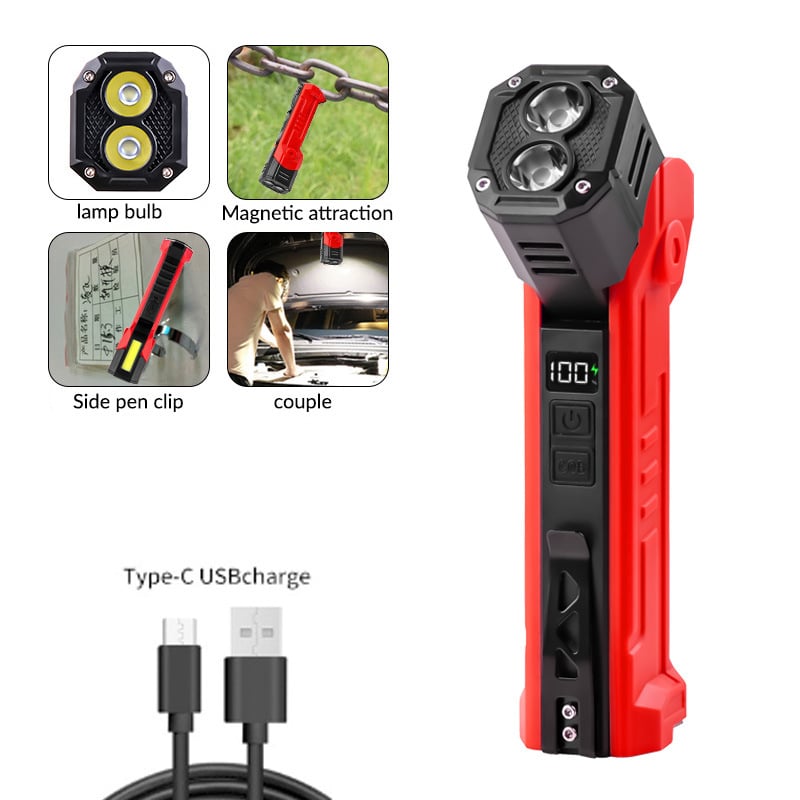 XTE COB svjetlo s dvostrukim izvorom, 180° rotacija, klip za olovku magnetom, 5W LED, 1500mAh baterija