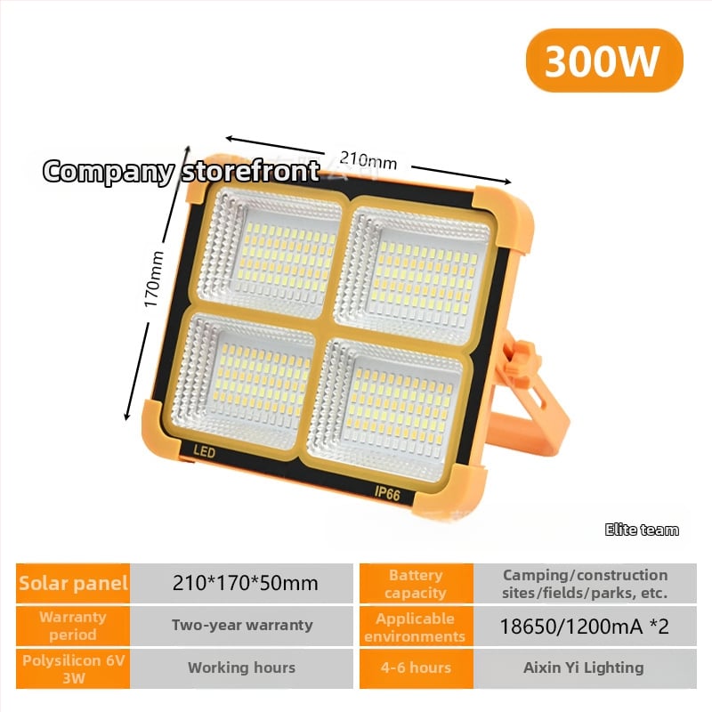 Saulės energijos kempingo lemputė – nešiojama LED prožektorius vidaus ir lauko naudojimui, USB avarinis apšvietimas, 6V