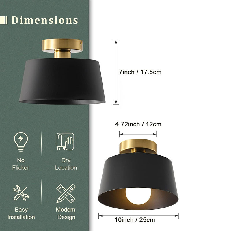 LED lubinė lempa, plieninis korpusas ir gaubtas; tinkama koridoriams ir virtuvei; šviesos plotas 5–10 m²; CRI 80–90