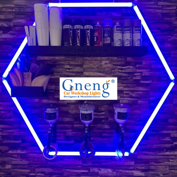 Hexagoninė RGB LED sieninė lemputė, reguliuojama, namams ir parduotuvėms – 90 LED, 8W, 220V, IP54, CRI 85Ra