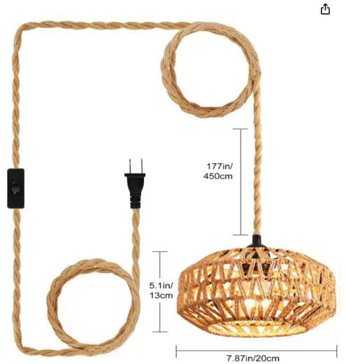 Stropna svjetiljka s dvostrukom glavom, sjenilo od papira i ratana pletene, LED rasvjeta, 110-240V
