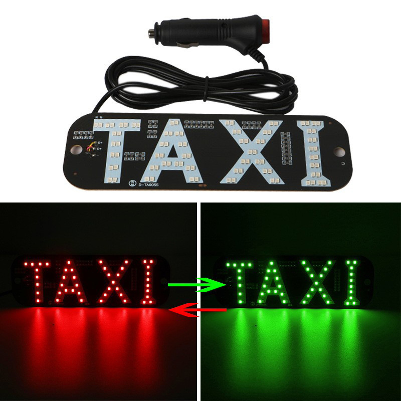 Taksi LED dekoras su uždegiklio jungikliu, dviejų spalvų raudona/žalia, TAXI CARDS modelis, 12V, 5W, 0.42A, PCB medžiaga