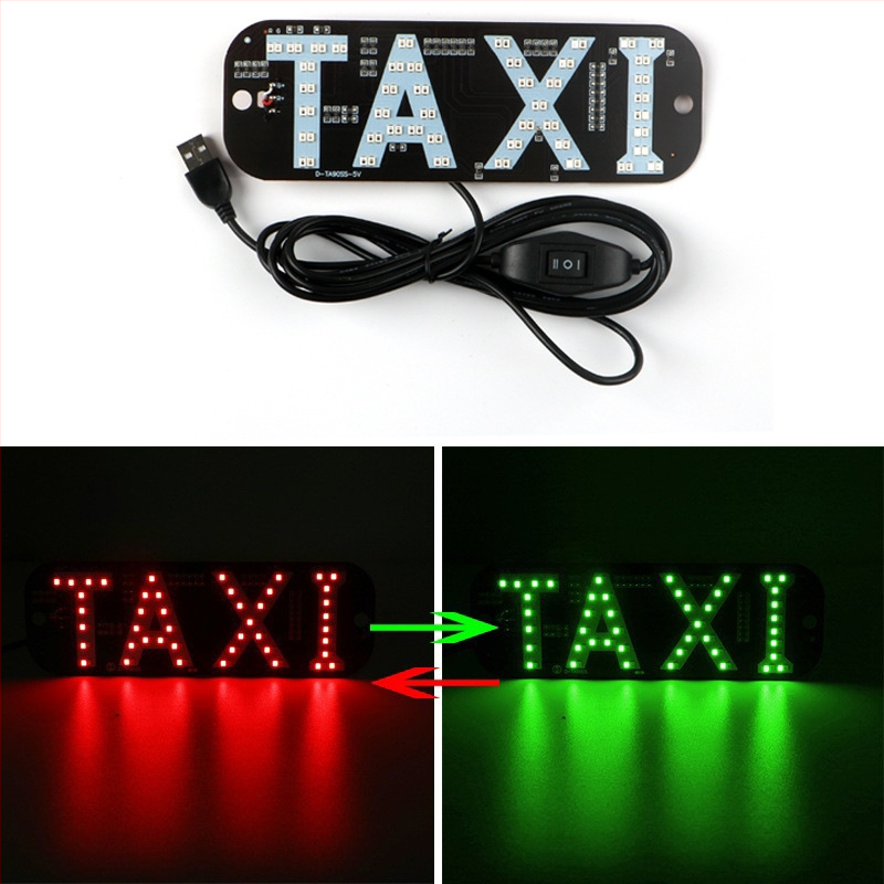 Taksi LED dekoras su uždegiklio jungikliu, dviejų spalvų raudona/žalia, TAXI CARDS modelis, 12V, 5W, 0.42A, PCB medžiaga