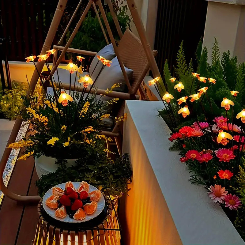 Saulės energijos bitės LED sodo žibintas – lauko kraštovaizdžio apšvietimas, pastoralinis stilius, rankinis jungiklis