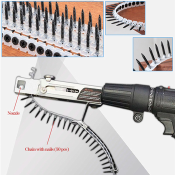 Ηλεκτρικό πιστόλι βιδών με αλυσίδα τροφοδοσίας, αυτόματη λειτουργία για γυψοσανίδα και ξύλα, σώμα από χάλυβα υψηλής αντοχής