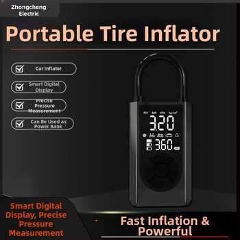 Nešiojama rankinė metalinė oro pompa su skaitmeniniu displeju ir padangos slėgio matuokliu, srautas 70 L/min, galia iki 80 W