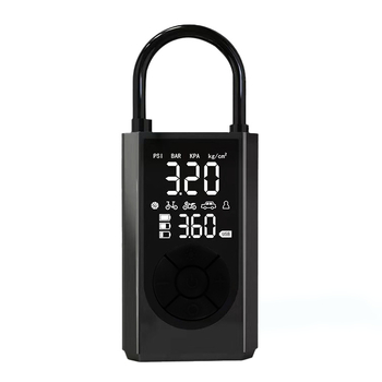 Nešiojama rankinė metalinė oro pompa su skaitmeniniu displeju ir padangos slėgio matuokliu, srautas 70 L/min, galia iki 80 W