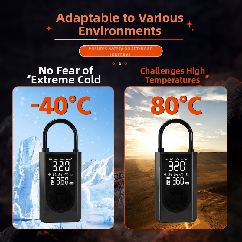 Преносима ръчна метална въздушна помпа с цифров дисплей и манометър за налягането в гумите, 70 л/мин въздушен поток, мощност до 80 W