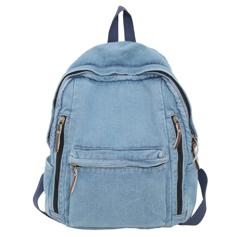 Háti táska mosott denim vászonból, 20-35L, uniszex, lélegző, street-trend stílus