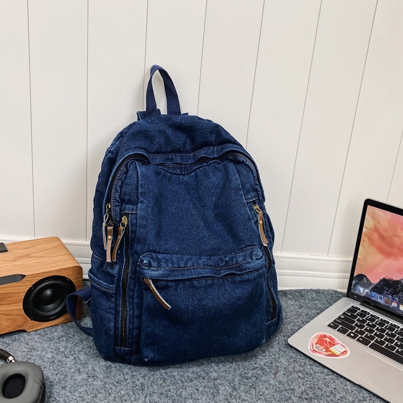 Háti táska mosott denim vászonból, 20-35L, uniszex, lélegző, street-trend stílus