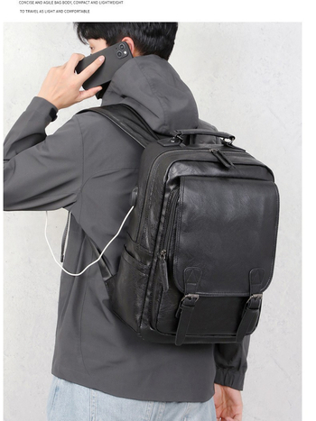 Ανδρικό PU σακίδιο για επιχειρηματικά ταξίδια (20–35 L, καμπύλη ιμάντας ώμου, επένδυση από πολυεστέρα)