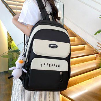 Keturių dalių kanvasinis kuprinės rinkinys vidurinei mokyklai, didelė talpa, atsparus dėvėjimuisi, pečių diržai su oro pagalve, miesto minimalistinis stilius