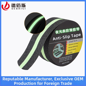 Gaismains mirdzoša slidināšanas lente kāpnēm, PVC pamats, akrila līme, biezums 0,8 mm, temperatūras diapazons 0–60°C