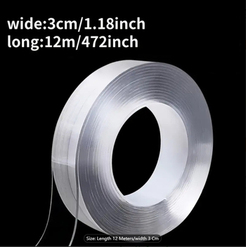 Διπλής όψεως διαφανής ταινία κόλλησης με νανοτεχνολογία, αδιάβροχη, χωρίς κατάλοιπα, βάση PET, υψηλή ιξωτικότητα