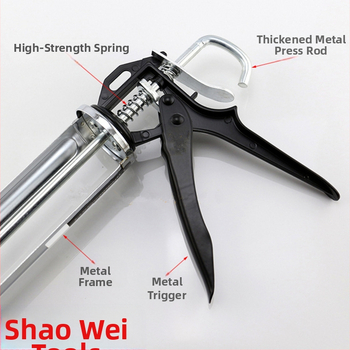Πιστόλι κόλλας από ανοξείδωτο ατσάλι για γυαλί, βαριά κατασκευή, διπλής κάνης σχεδιασμός, Shao Wei; μέγιστη πίεση 30, μέγιστη ροή 8, βέλτιστη απόσταση ψεκασμού 60