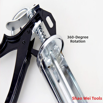 Πιστόλι κόλλας από ανοξείδωτο ατσάλι για γυαλί, βαριά κατασκευή, διπλής κάνης σχεδιασμός, Shao Wei; μέγιστη πίεση 30, μέγιστη ροή 8, βέλτιστη απόσταση ψεκασμού 60