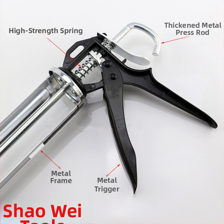 Пистолет за лепило за стъкло от неръждаема стомана, тежък, двуканален дизайн, Shao Wei; максимално налягане 30, максимален поток 8, оптимално разстояние на пръскане 60