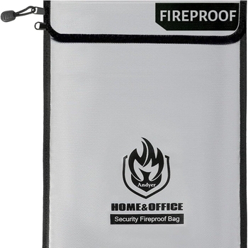 Огнеупорна документна чанта, водоустойчива и взривозащитена, от стъкловолоконна силиконова тъкан, с цип и наклонен дизайн