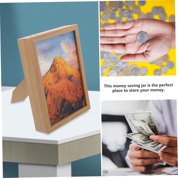 Ξύλινο επιτραπέζιο κρυφό κουτί αποθήκευσης με συρόμενο μηχανισμό, μασκαρεμένο ως πλαίσιο φωτογραφίας; κρύβει χρήματα, έγγραφα και πολύτιμα αντικείμενα (1L, μοντέρνος σχεδιασμός)