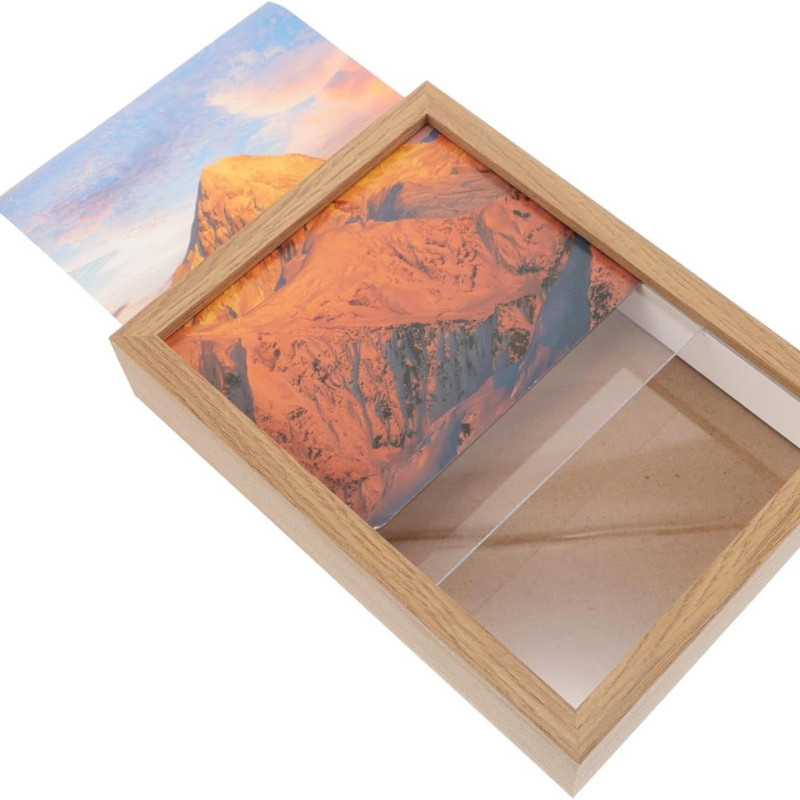 Cutie de depozitare ascunsă pe birou, cu sertar glisant, mascată într-un cadru foto; păstrează bani, documente și bunuri de valoare (1L, design modern)