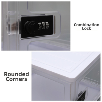 Διαφανές κουτί αποθήκευσης με κωδικό πρόσβασης, πτυσσόμενο, ABS+PP, 12L, 31×24×20 cm