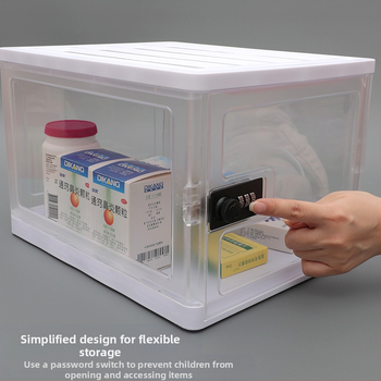 Διαφανές κουτί αποθήκευσης με κωδικό πρόσβασης, πτυσσόμενο, ABS+PP, 12L, 31×24×20 cm