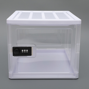 Διαφανές κουτί αποθήκευσης με κωδικό πρόσβασης, πτυσσόμενο, ABS+PP, 12L, 31×24×20 cm