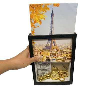 Ξύλινο κουτί αποθήκευσης γραφείου με κρυφό διαμέρισμα, αντικλοπής, πολλαπλών χρήσεων, 1 L χωρητικότητα