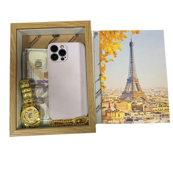 Ξύλινο κουτί αποθήκευσης γραφείου με κρυφό διαμέρισμα, αντικλοπής, πολλαπλών χρήσεων, 1 L χωρητικότητα